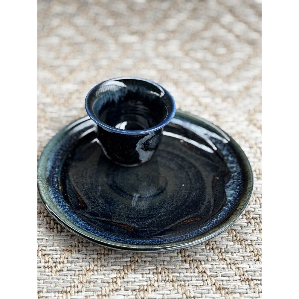 Handmade Pottery - single serve chips & dip plate